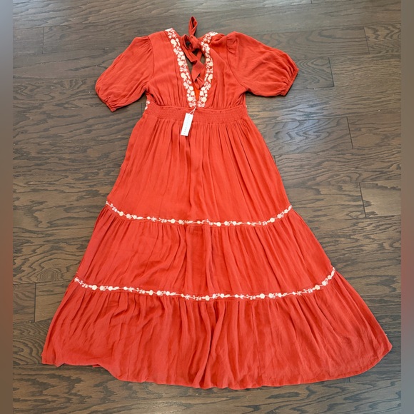 Baltic Born Santa Fe Embroidered Maxi Dress in Rust Size Medium NWT - Picture 5 of 10